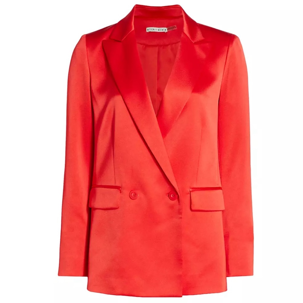 Never worn, with tags brand new Alice and Olivia satin red blazer